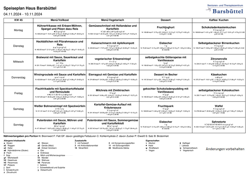 Speiseplan KW45