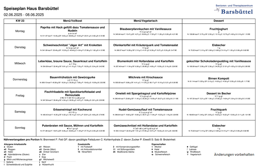Speiseplan KW23