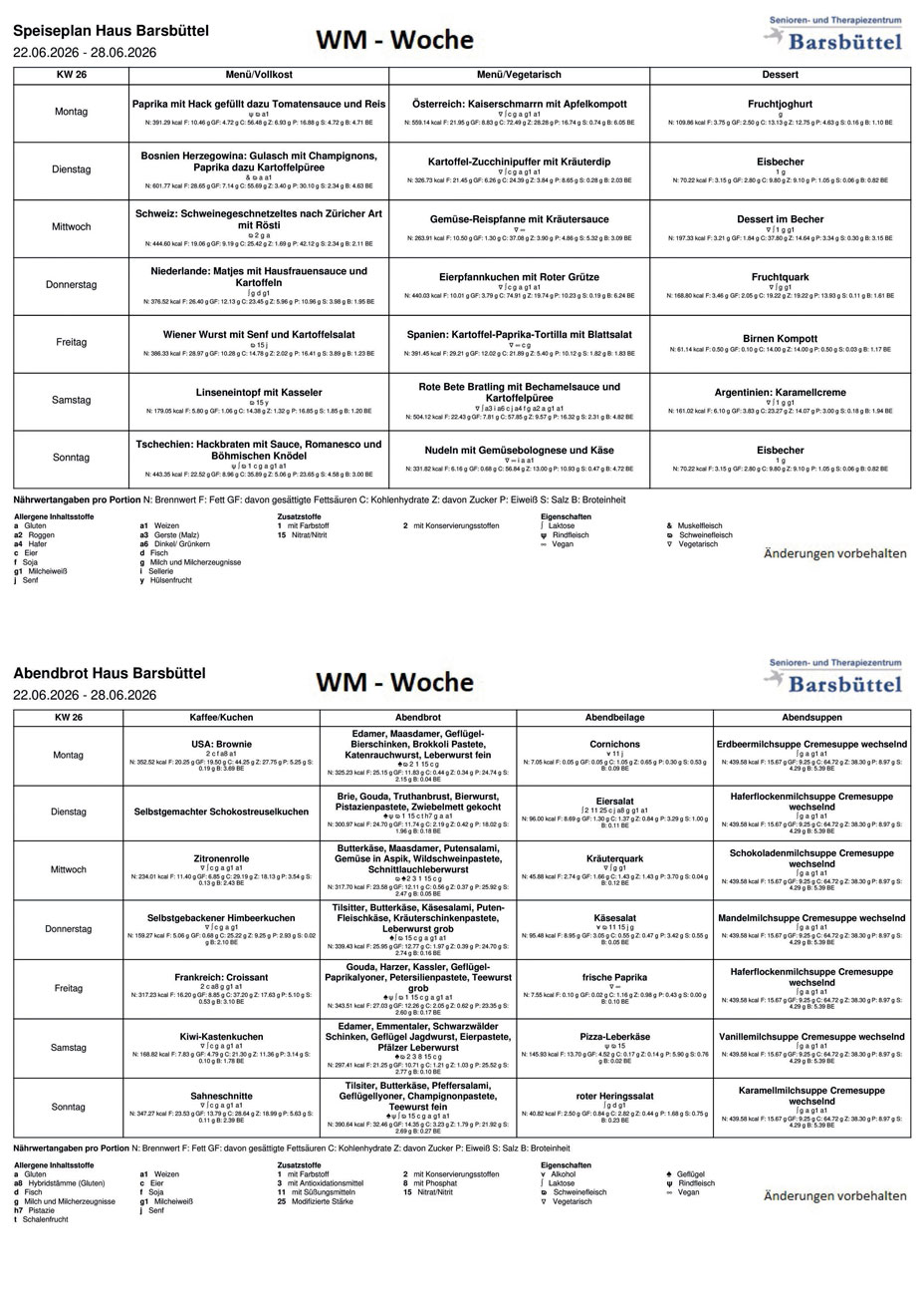 Speiseplan KW26